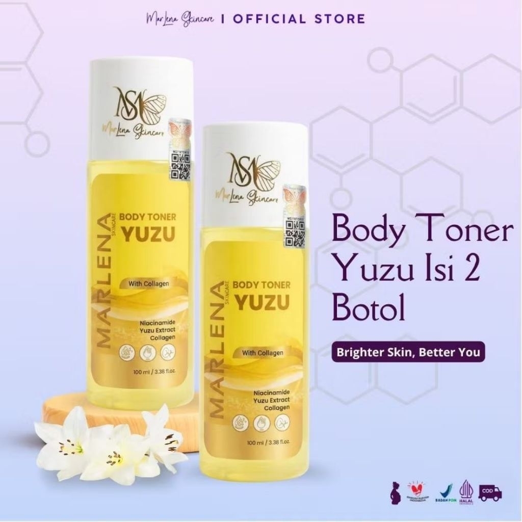 Marlena Skincare paket bundling 2 Toner Yuzu Platinum Collagen