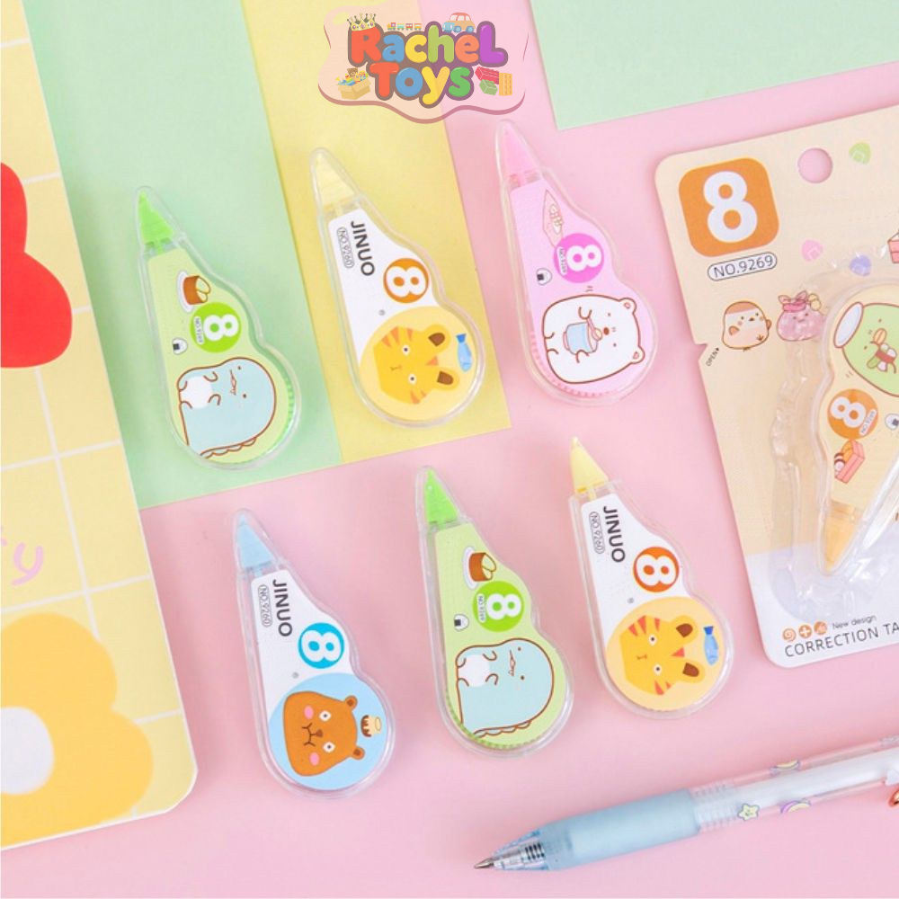Tipex Kertas Roll Karakter Hewan Lucu / Correction Tape Mini Anak Sekolah / Pita Koreksi Cute Statio