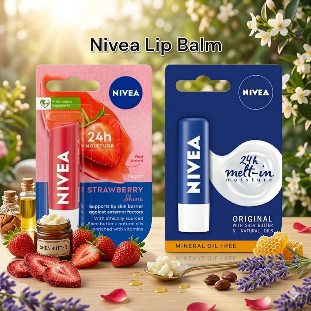 NIVEA Lip Balm Strawberry / Nivea Lip Balm Original / Nivea Lip Balm Stroberi
