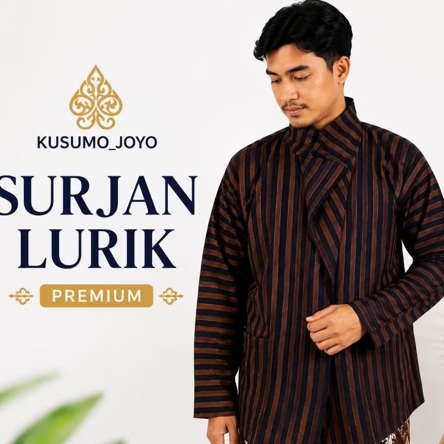 Baju Surjan Lurik Pria Dewasa Premium Adat Jawa L Xl XXL Modern