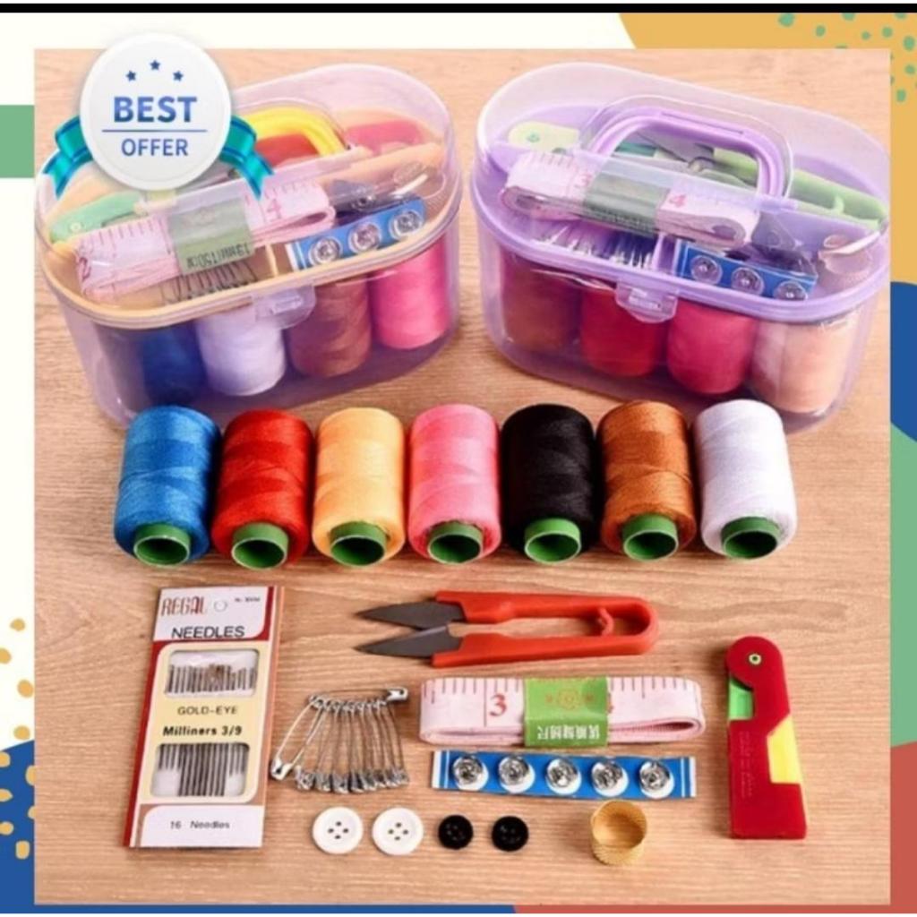 1 SET PERLENGKAPAN ALAT MENJAHIT BAJU / SET ALAT JAHIT /  1 BOX SERBAGUNA LENGKAP BENANG JARUM