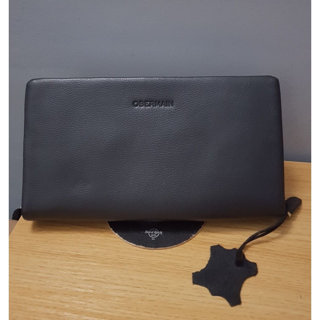 Men Clutch-L RFID Obermain Genuine Leather Dark Grey