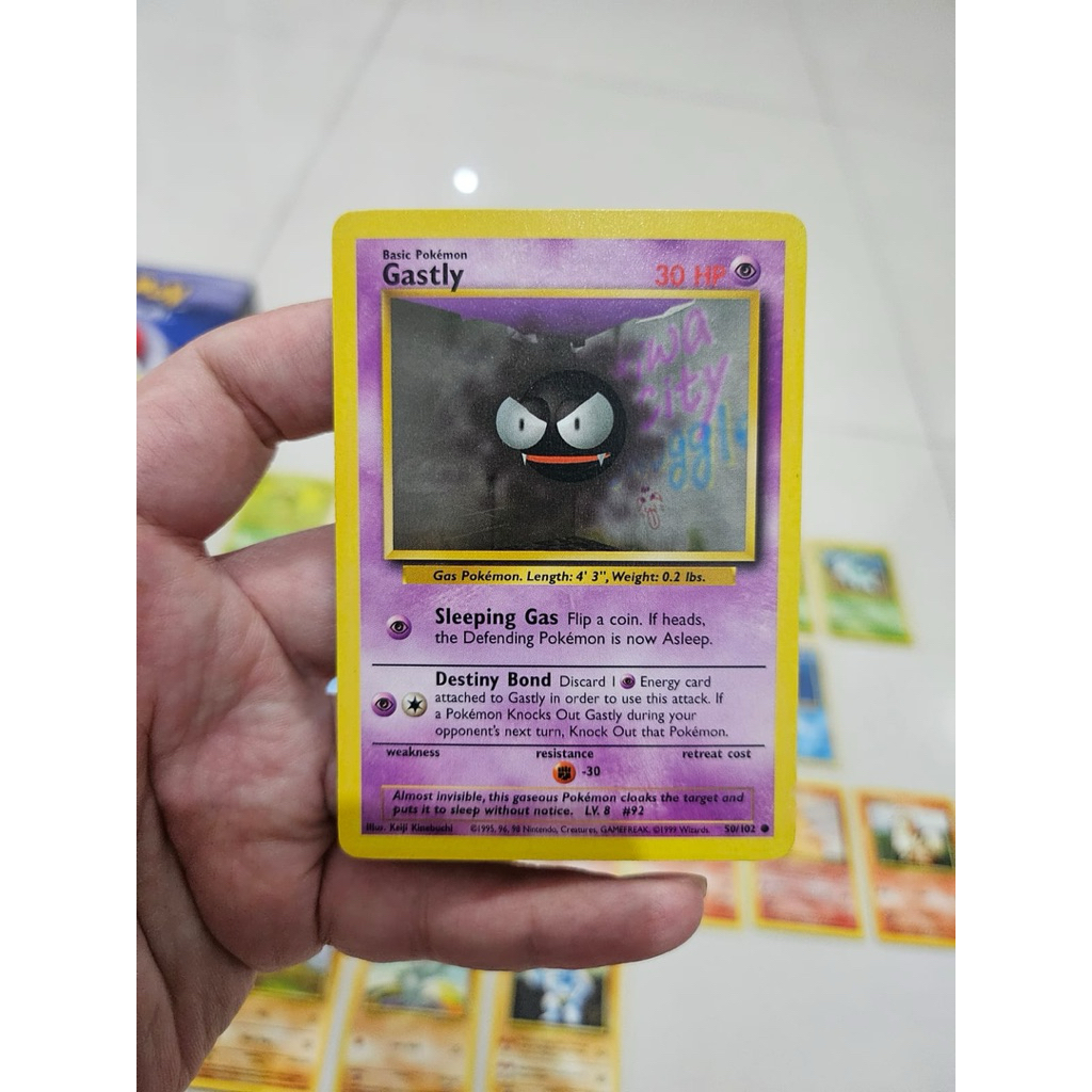 Kartu pokemon gastly 50/102 base set 1999 original vintage rare langka