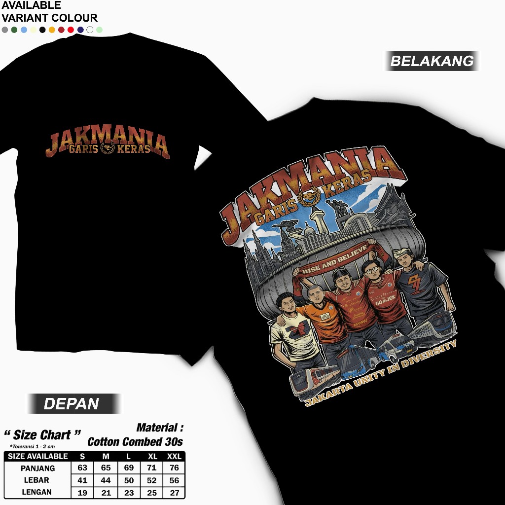 Kaos Distro Pria JAK MANIA GARIS KERAS Persija Jakarta
