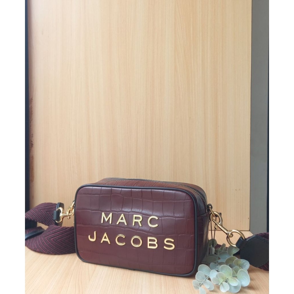 Tas Camera Bag Croco Syrah Maroon Webbing Strap Original
