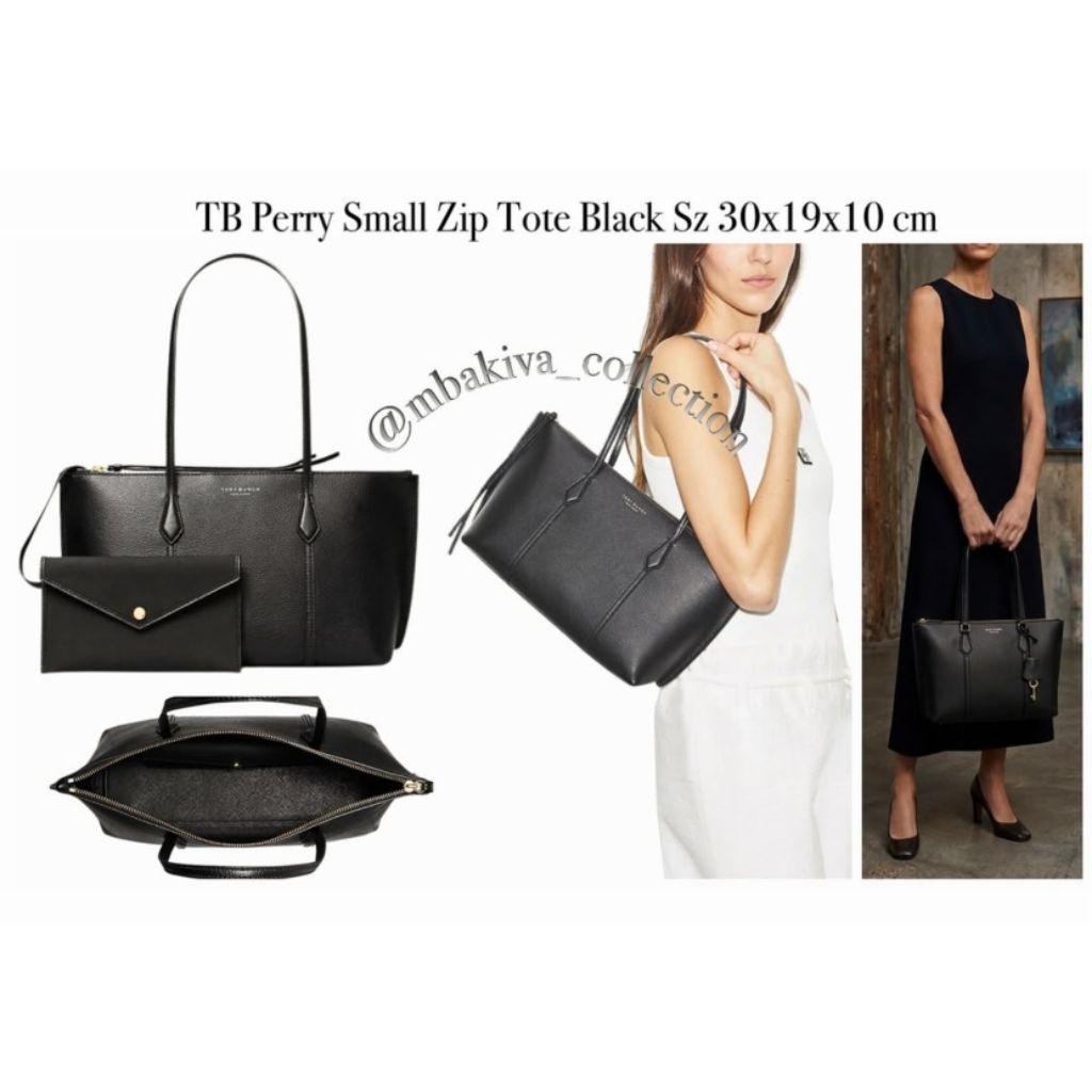 TB Perry Small Zip Tote Black