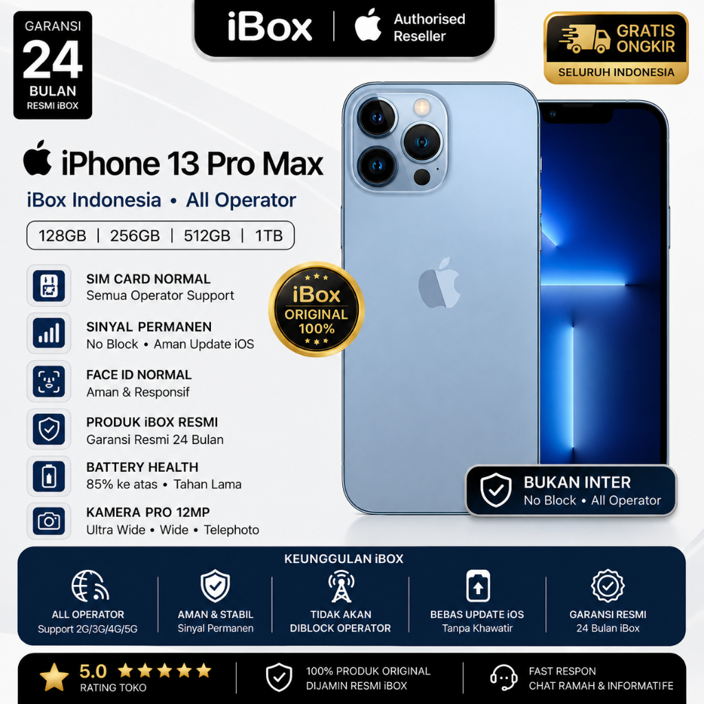 [ READY ] iPhone 12 Pro / iPhone 13 Pro / Pro Max iBox Second 128/256GB Original BH 95% Mulus Sinyal