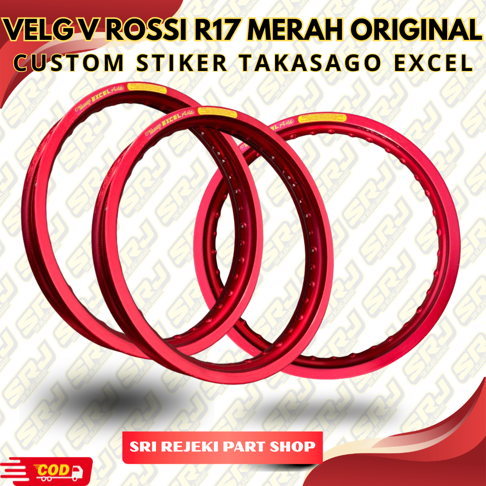1 BIJI Velg Rossi WM Merah Ring 17 Ukuran 120 140 160 185 Original V Rossi 100% Satuan