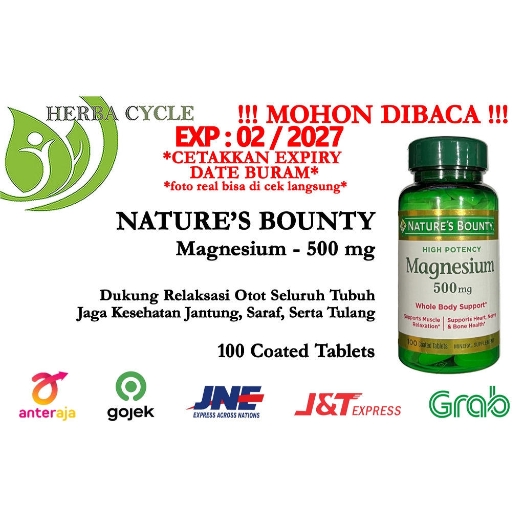 Nature Bounty Magnesium 500 mg 100 Tablets Nature Bounty Magnesium ORI USA