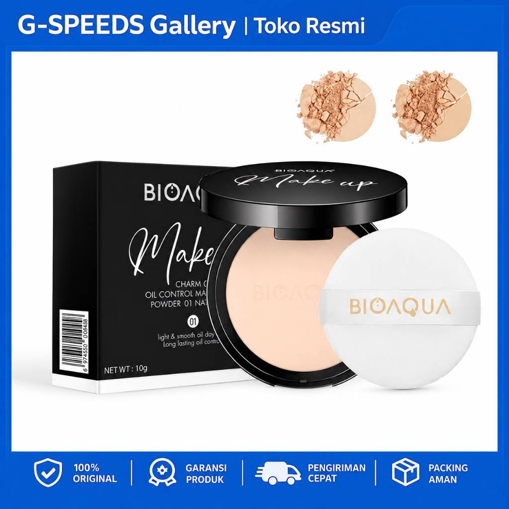 Bioaqua Pressed Powder Makeup Oil Control Bedak Padat Glowing Anti Air Tahan Lama