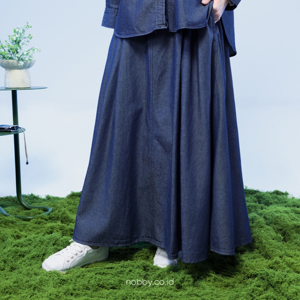 Nobby Kaely Skirt Rok Bawahan Casual Wanita Bahan Denim Fodia