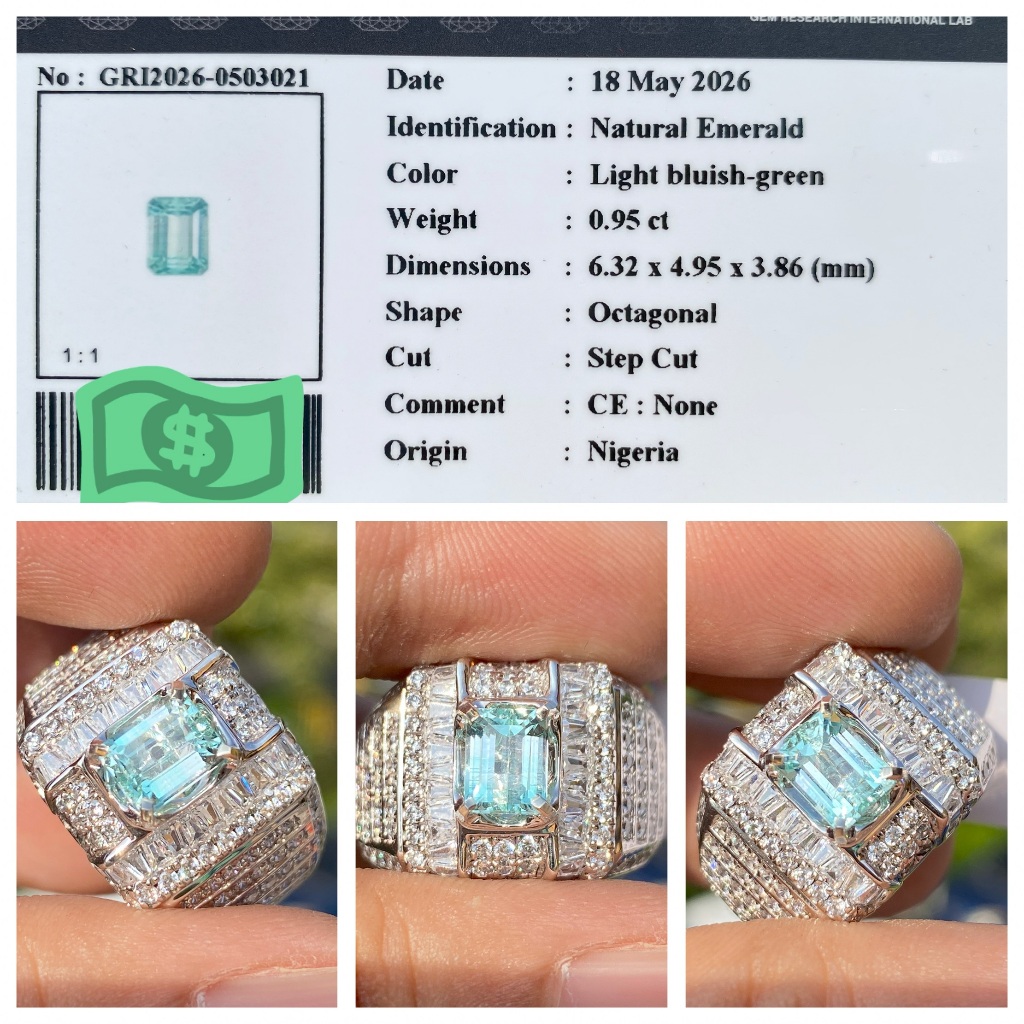 Natural 0.95ct emerald none oil nigeria high quality