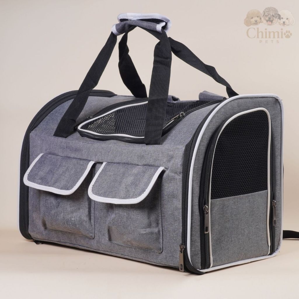 Tas Carrier Kucing Anjing Lipat Premium | Oxford Waterproof, Ventilasi Mesh, Ringan, Kokoh, Praktis 
