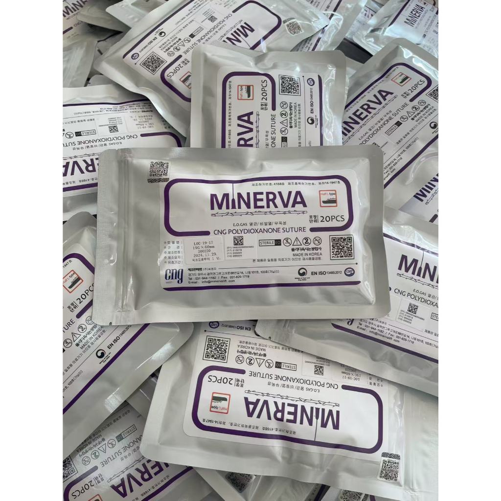 20pcs  Minerva PDO Thread 18G 100mm PCL Thread 19G 100mm Tanam Benang Wajah Face Lift