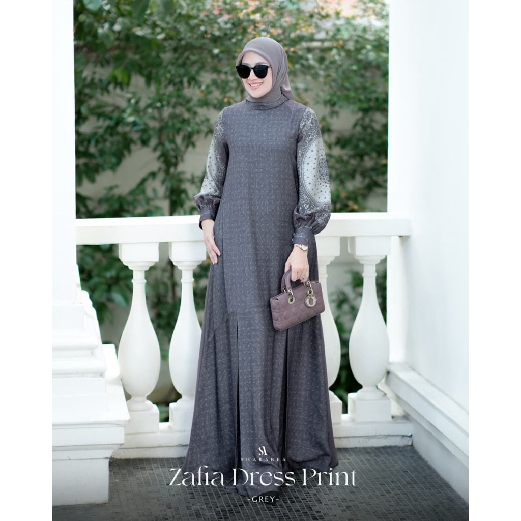 Zafia Dress Print by Shararea | Gamis Print Motif Baju Kondangan Pesta Formal