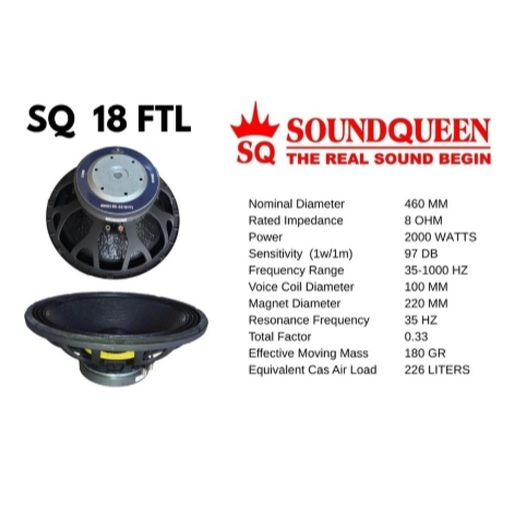 (FREE PACKING KAYU) Speaker 18 Inch Soundqueen 18FTL
