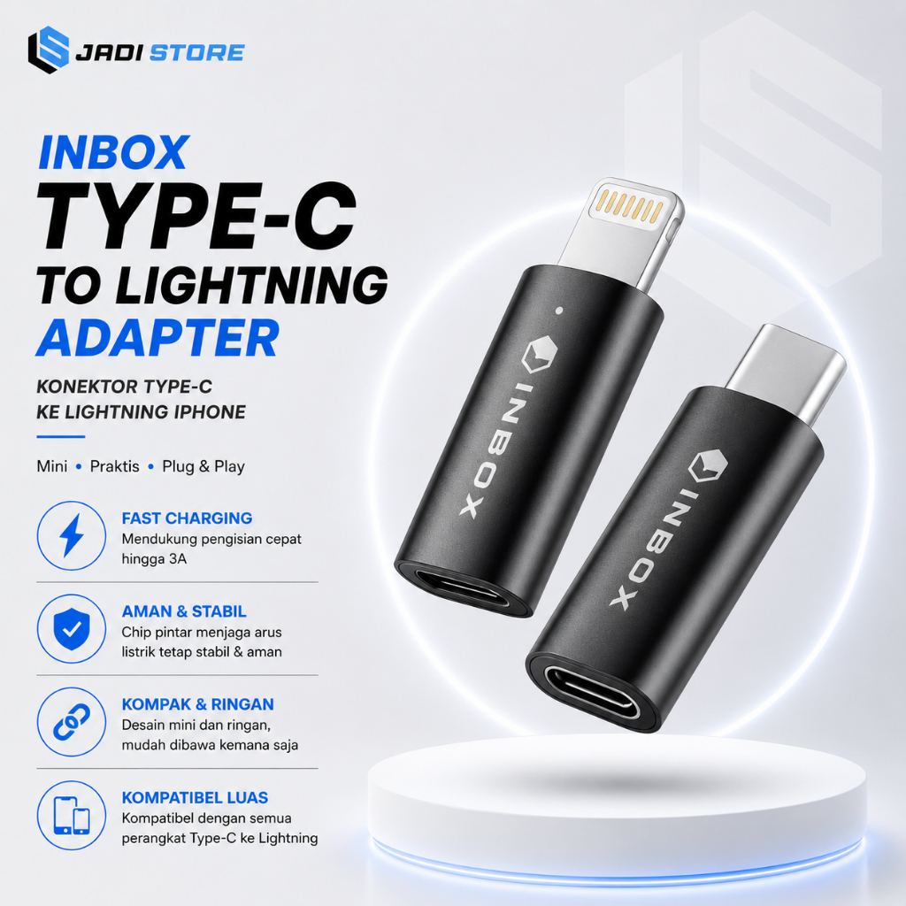 INBOX Converter Type C to Lightning Iphone Adapter Type-C Tipe C ke Lightning Iphone Pendek Konektor