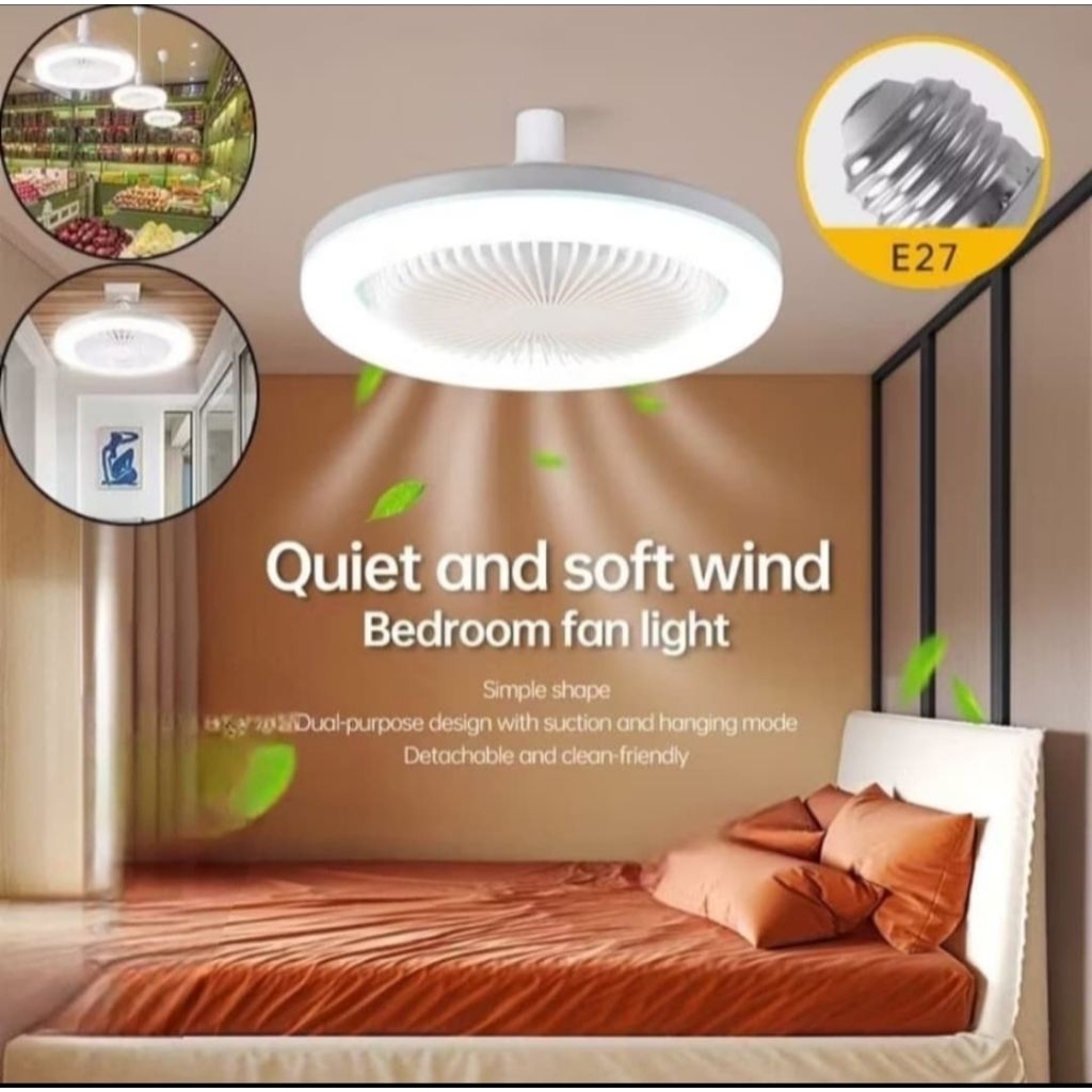 LAMPU KIPAS ANGIN PLAFON + REMOTE E27/ LAMPU KIPAS PLAFON LED