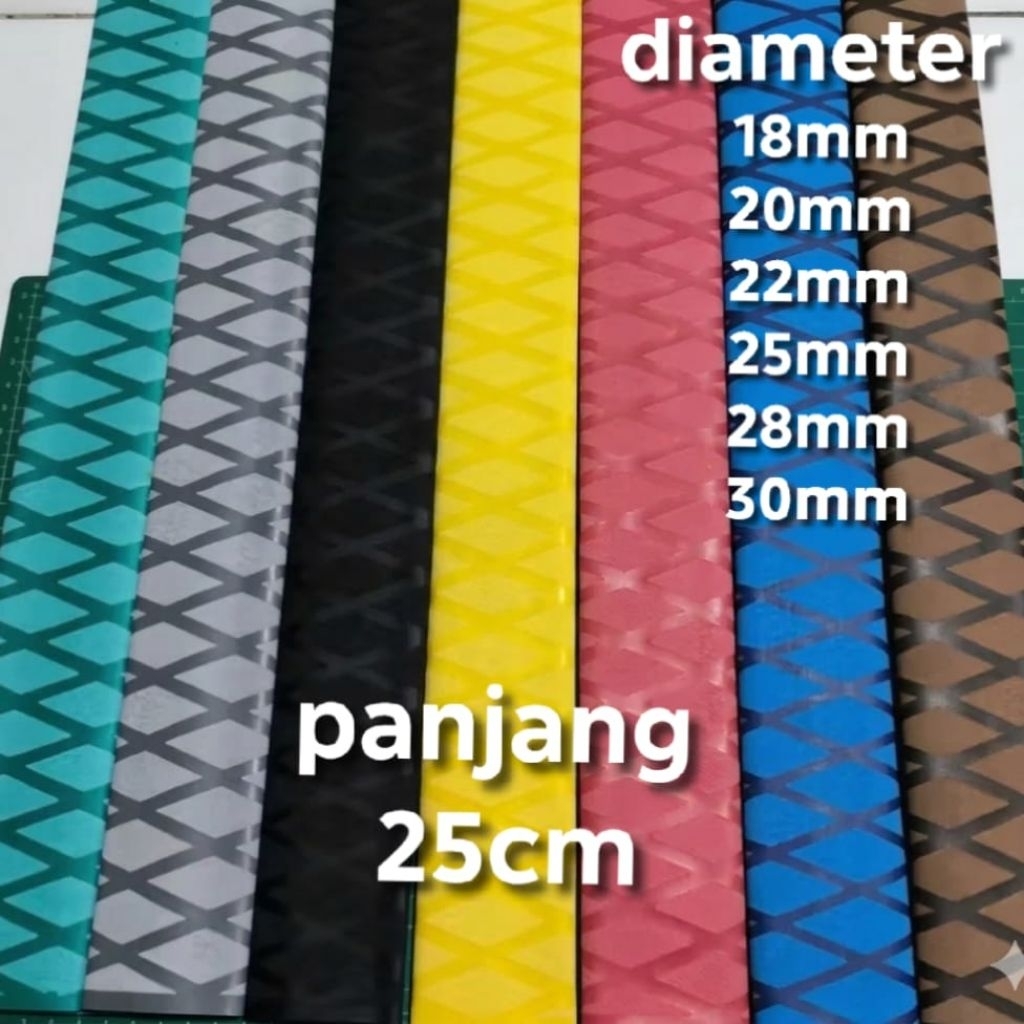 karet bakar motif X untuk pegangan joran tegek panjang 25cm