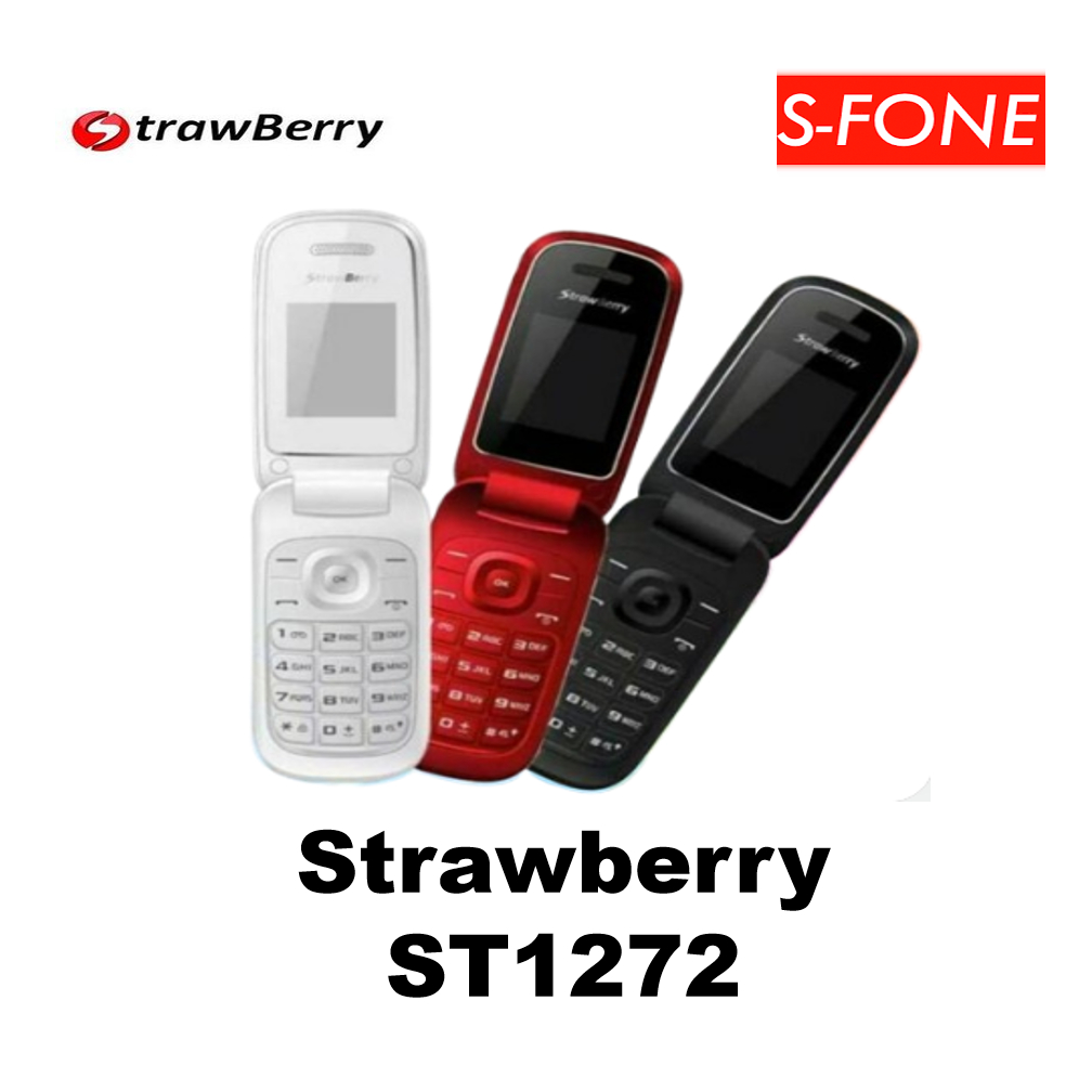 StrawBerry ST1272 HP Flip Jadul Dual SIM Jaringan hanya bisa 2G GSM 1.8 inch QVGA Baterai 800mAh Sen