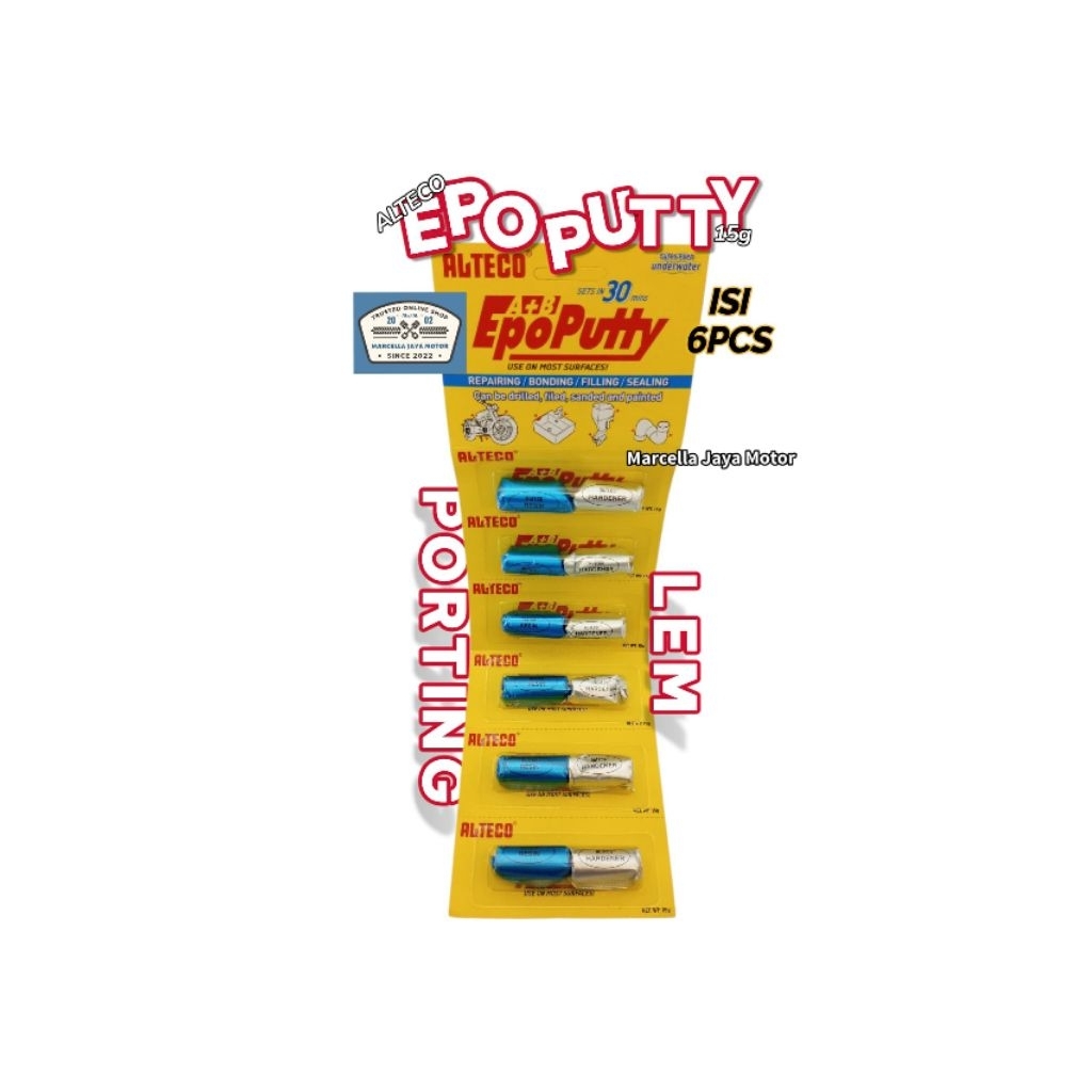 6 pcs LEM EPO PUTTY merk ALTECO / LEM PORTING / LEM EPOXY PUTTY 15gram / ALTECO RESIN / ALTECO HARDE
