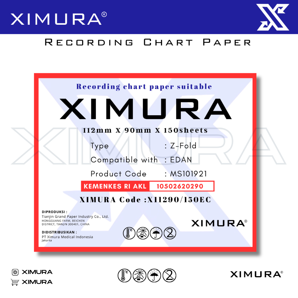XIMURA kertas CTG ECG EDAN CADANCE MS101921 (MFM-2) 112MM X 90MM X 150SH