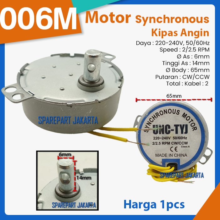 Dinamo motor kipas angin /synchronous motor rotary 2/2.5RPM (WMT-006M)
