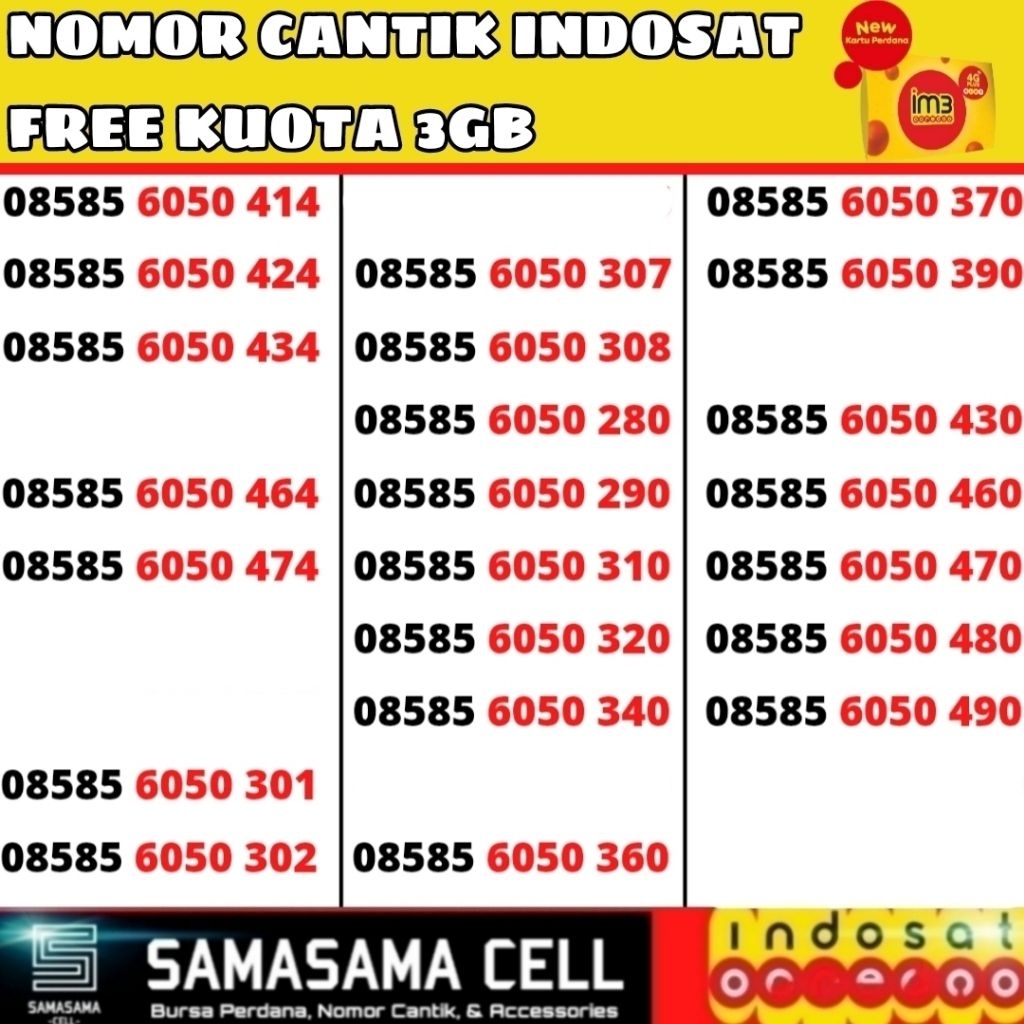 KARTU PERDANA NOMOR CANTIK INDOSAT OOREDOO 4G Support 5G
