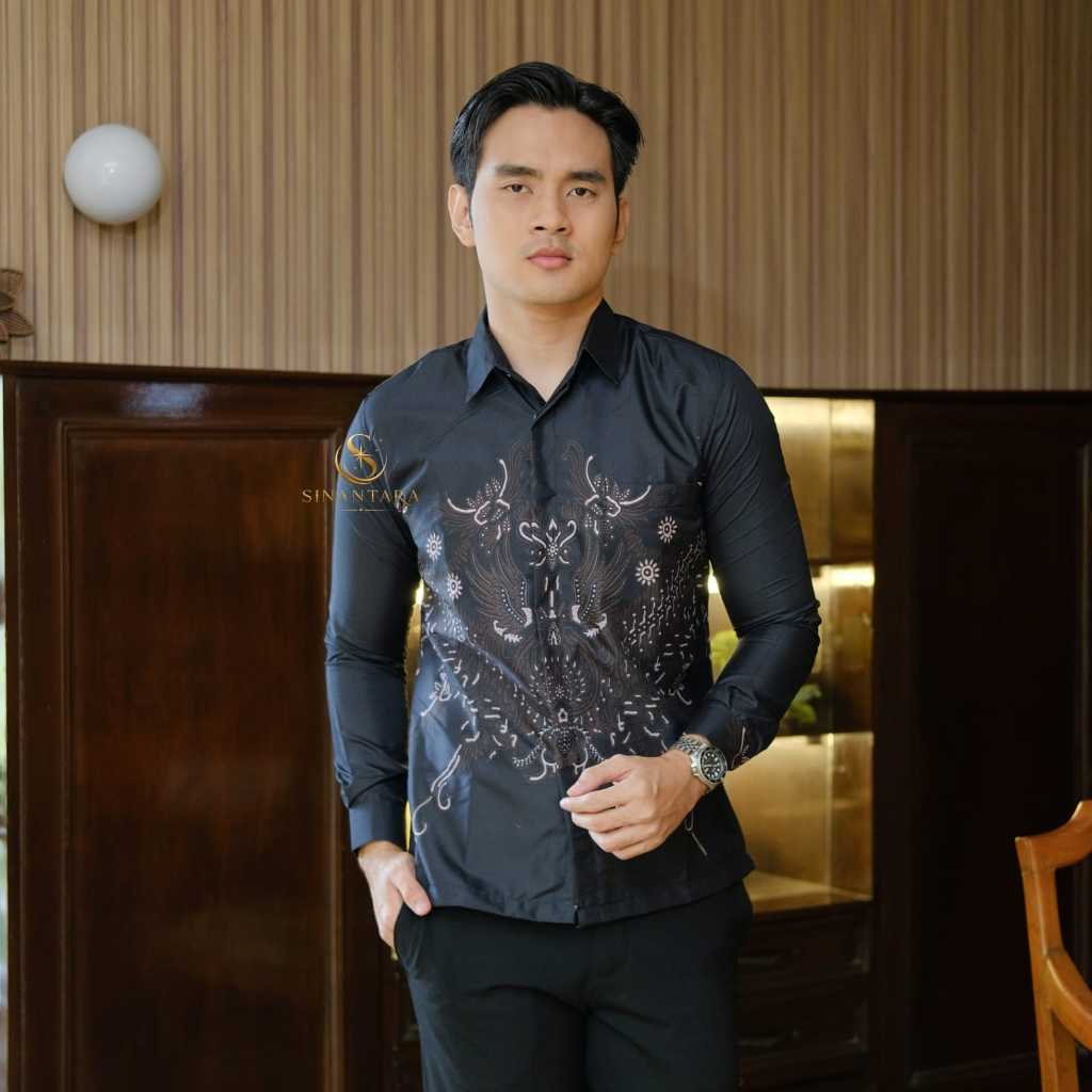 Kemeja Batik Pria Premium Lengan Panjang Slim Fit Lapis Furing Adem Nyaman Motif Aryan Batik Modern 