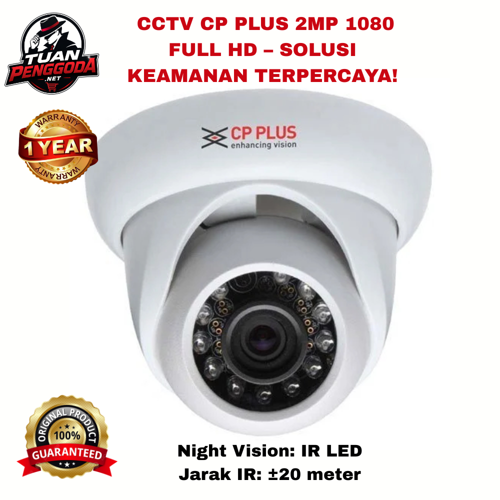 ORIGINAL CCTV CP Plus 2MP Indoor Full HD 1080P Kamera Dome IR Night Vision DVR 4in1