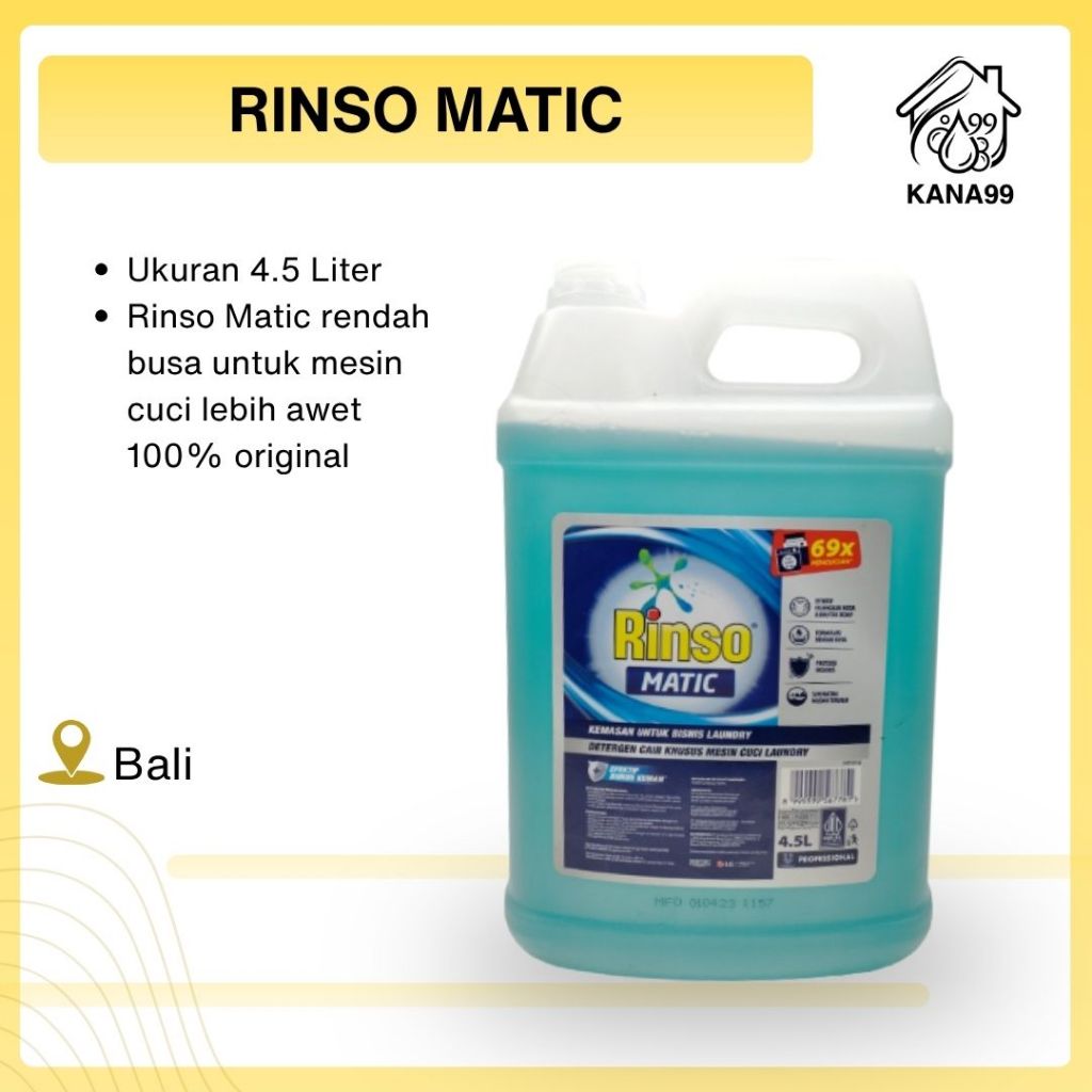 Deterjen Cair Rinso Matic 4.5 Liter Jerigen Sabun Cuci Mesin Original Kana99