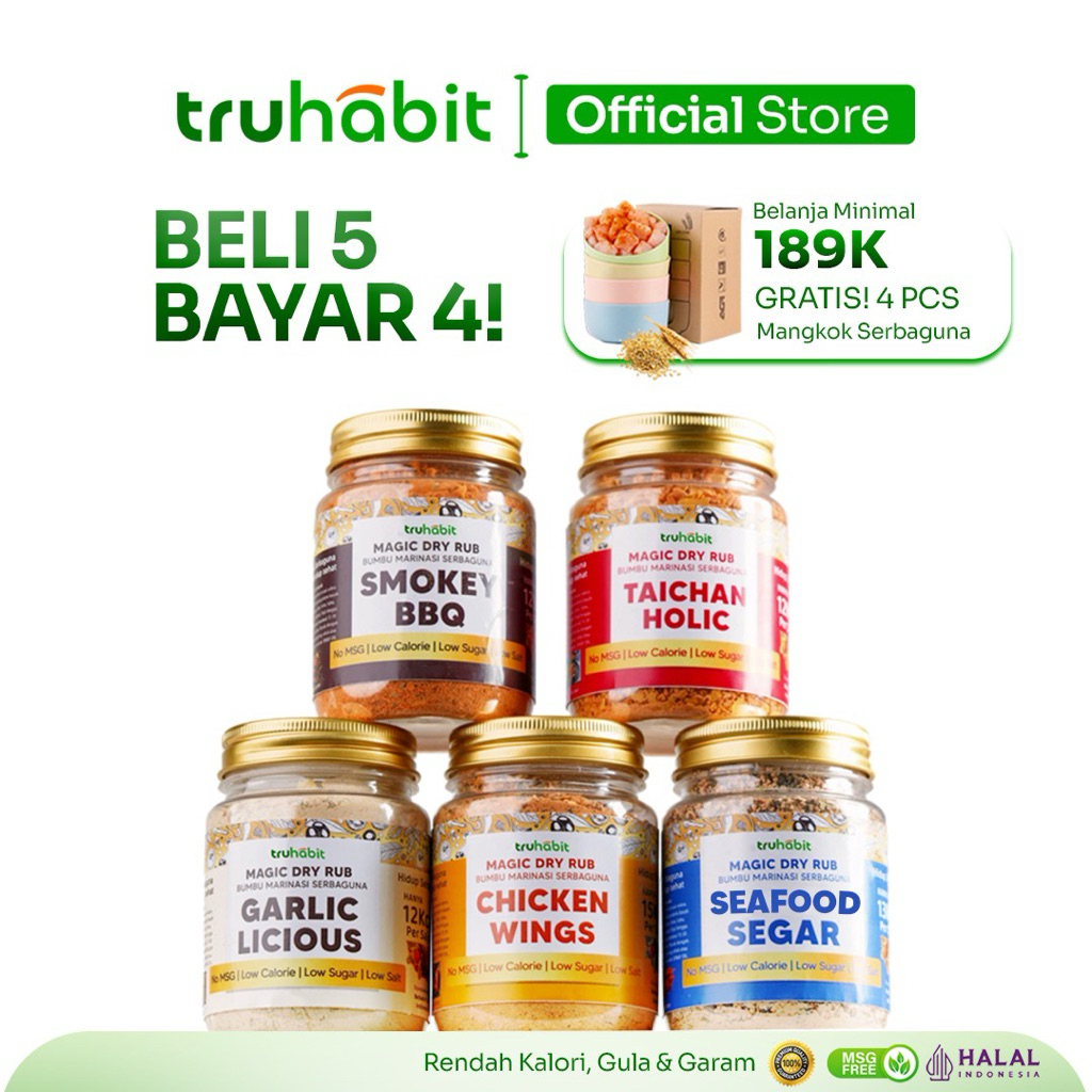 TRUHABIT - Bundling 5 - Dry Rub Bumbu Marinasi Rendah Kalori untuk Diet & Healthy Lifestyle