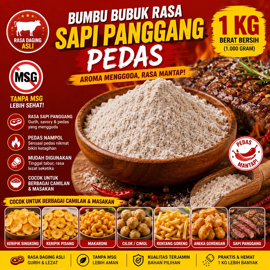 Bumbu Bubuk Rasa Makanan Sapi Panggang Pedas 1Kg Kebutuhan Memasak Bumbu Tabur Aneka Rasa Kiloan Per