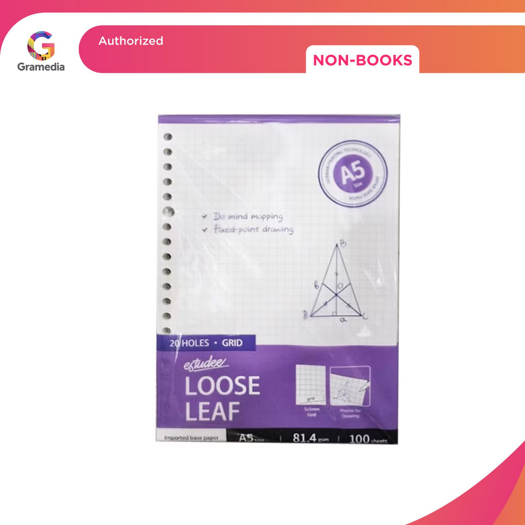 Gramedia Pekanbaru - Estudee Loose Leaf Premium - Grid A5 100Sht