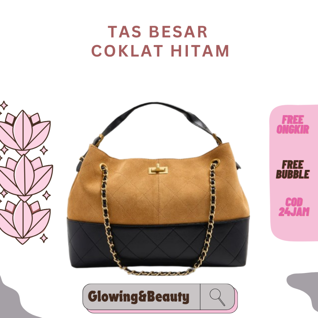 TAS BESAR COKLAT HITAM SELEMPANG RANTAI