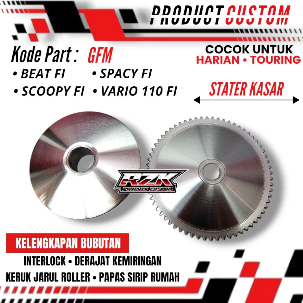 PULLEY SET GFM BUBUT CUSTOM 100% ORIGINAL HONDA BEAT FI SCOOPY FI SPACY FI VARIO 110 FI PULLEY BUBUT