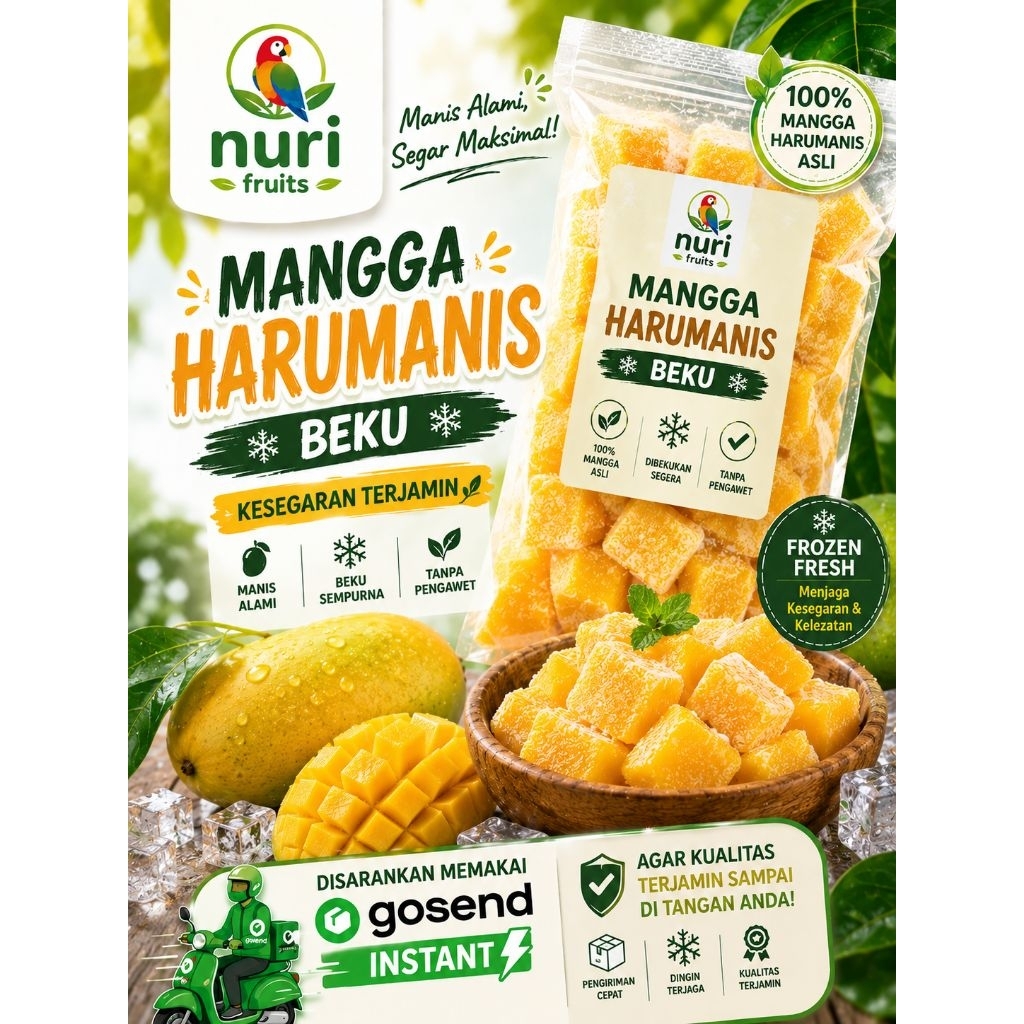 harumanis beku|Buah mangga harumanis beku 1kg|buah segar bandung|buah beku|nuri fruits|buah frozen|b