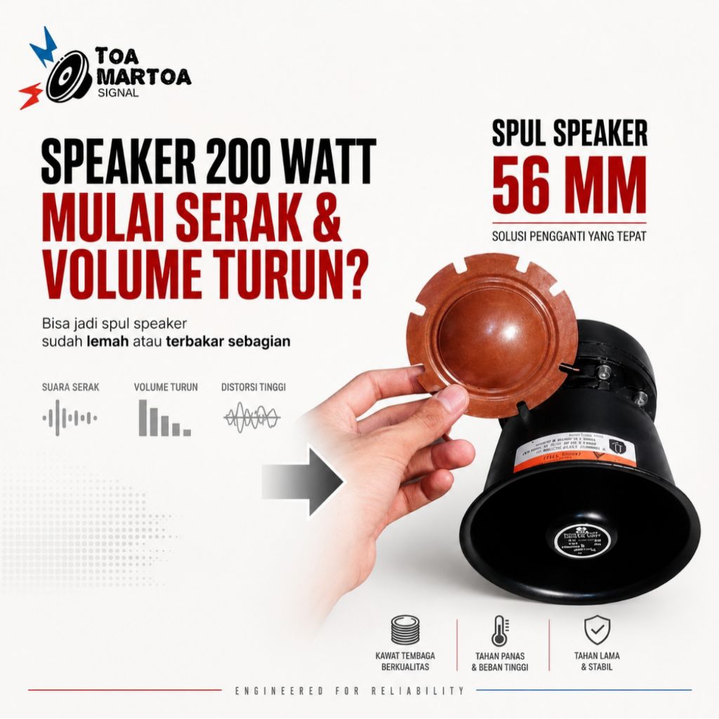 SPUL toa YD YH SENKEN LANDUN WHELEN  SPEAKER 56MM HORN DRIVER 100–200W | VOICE COIL KUAT TAHAN PANAS