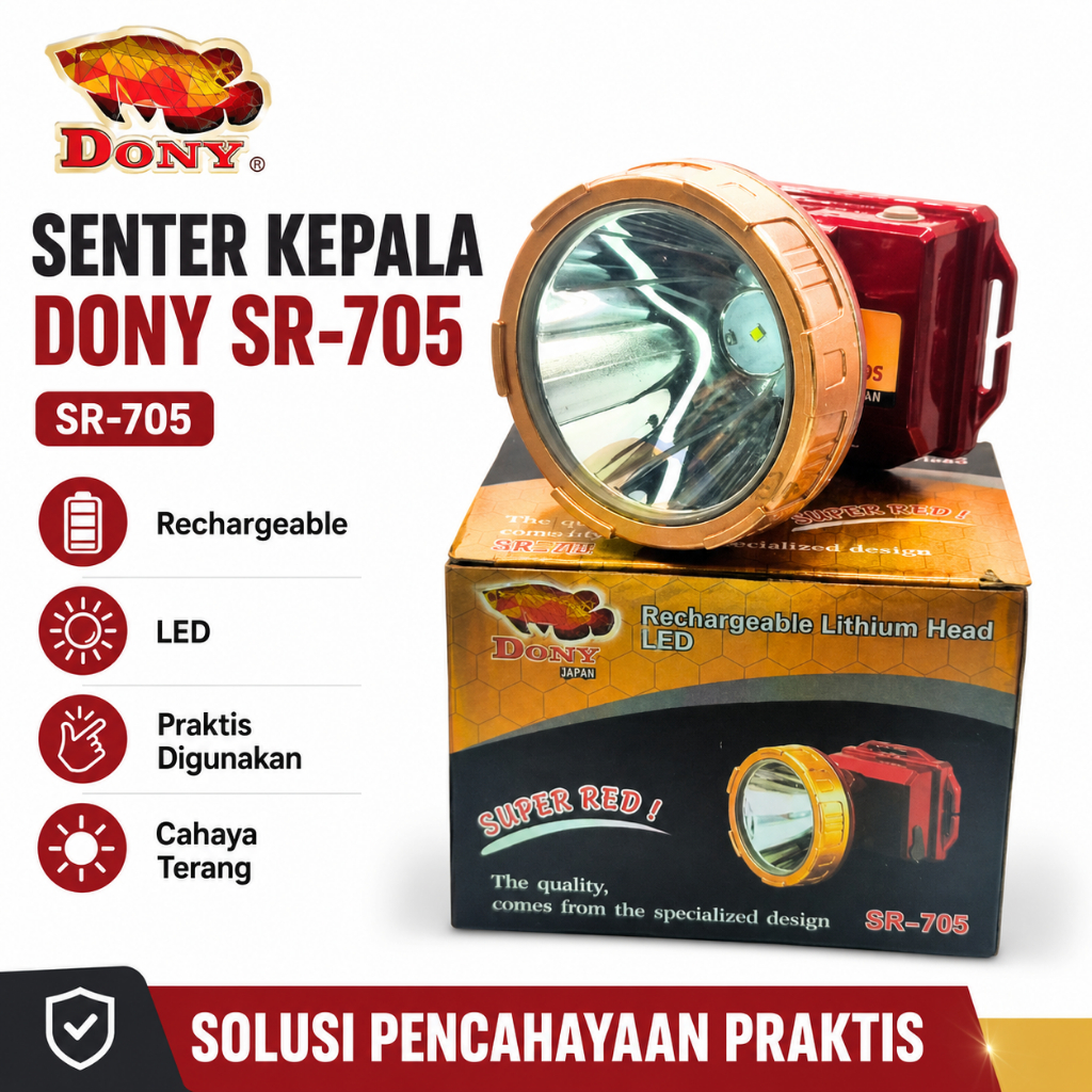 Senter Kepala DONY SR-705 - Headlamp Cahaya Fokus