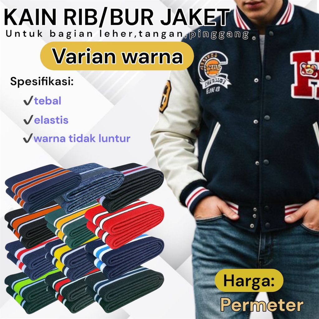 rib bur jaket premium untuk bagian leher tangan pinggang harga kiloan