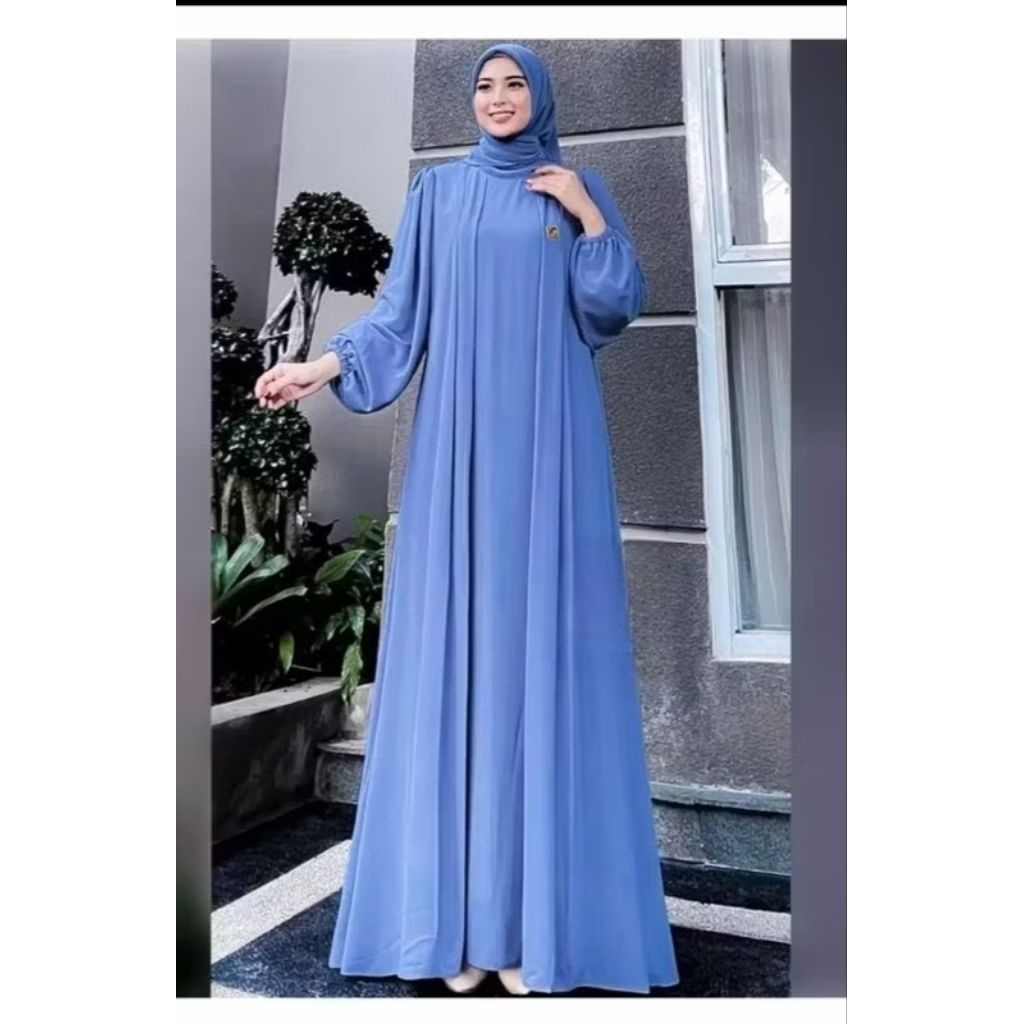 Puffy gamis super jumbo Ld 120 130 140 150 CRINKLE AIR FLOW LENGAN BALON OVERSIZE MODEL TERBARU RESL