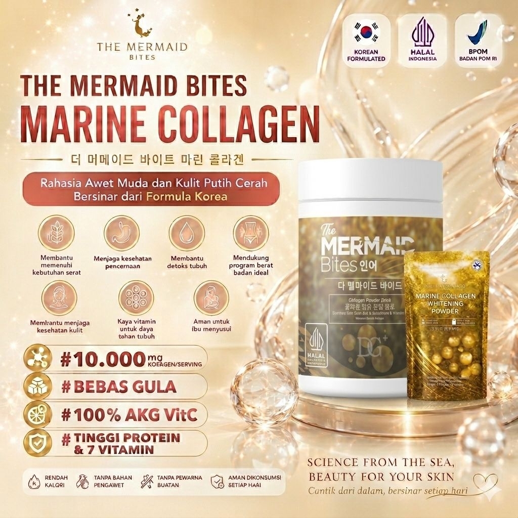 MARINE COLLAGEN GLUTATHIONE WHITENING POWDER THE MERMAID BITES