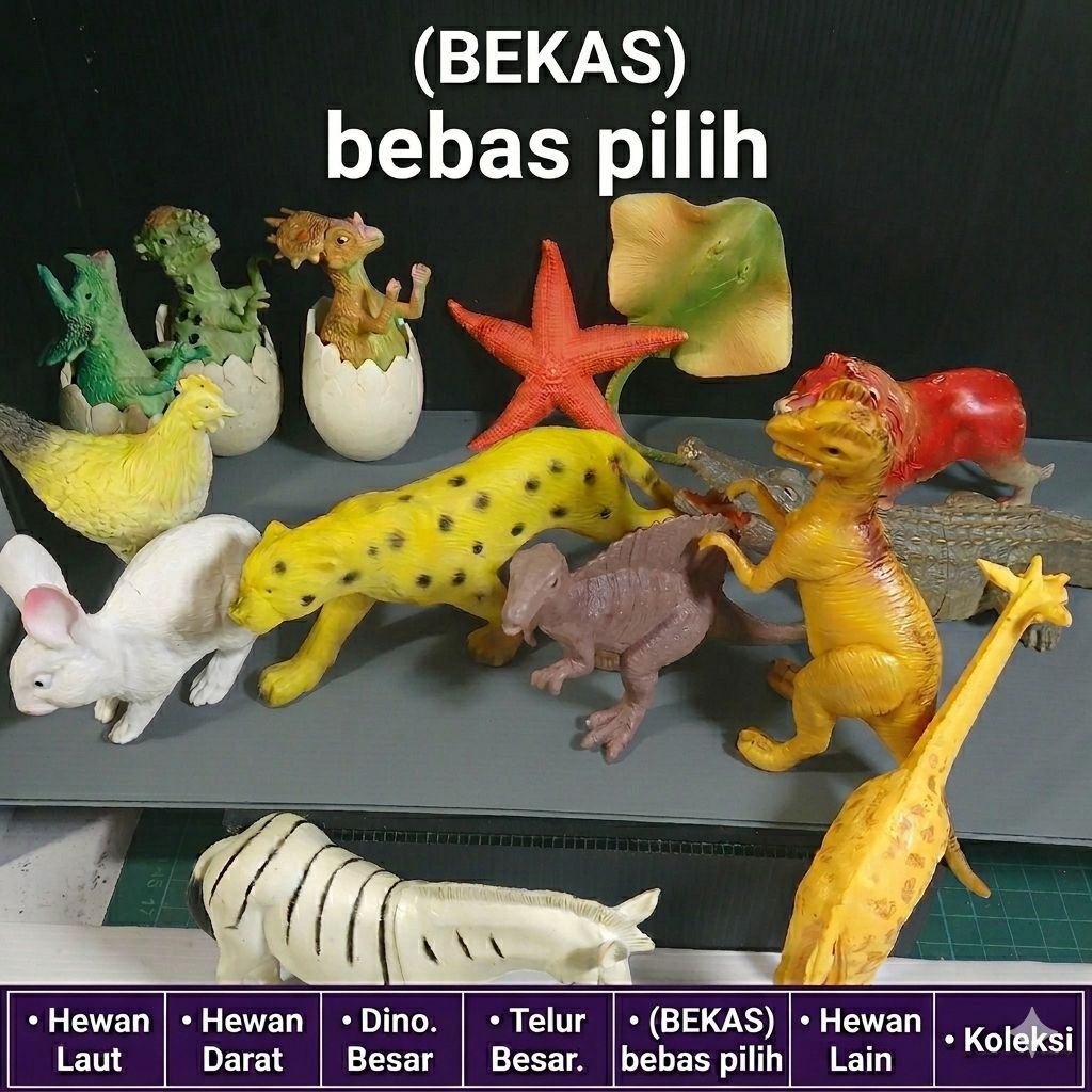 Mainan Hewan Karet Besar bekas (hewan darat, hewan laut, serangga, melata dll)