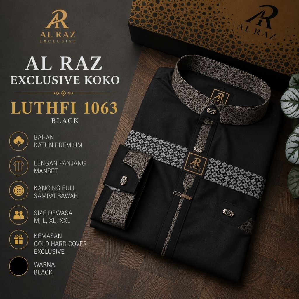 KOKO AL RAZ EXCLUSIVE LUTHFI | Koko AlRaz Lengan Panjang Manset Hitam Model Terbaru Desain Kekinian