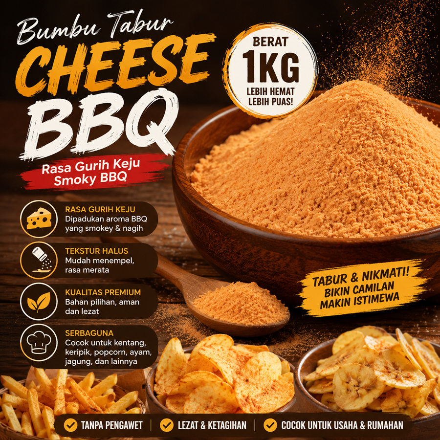 Bumbu Barbeque Bubuk Tabur Kiloan Aneka Bubuk Tabur Rasa Cheese BBQ 1Kg Kebutuhan Memasak Bumbu Lode