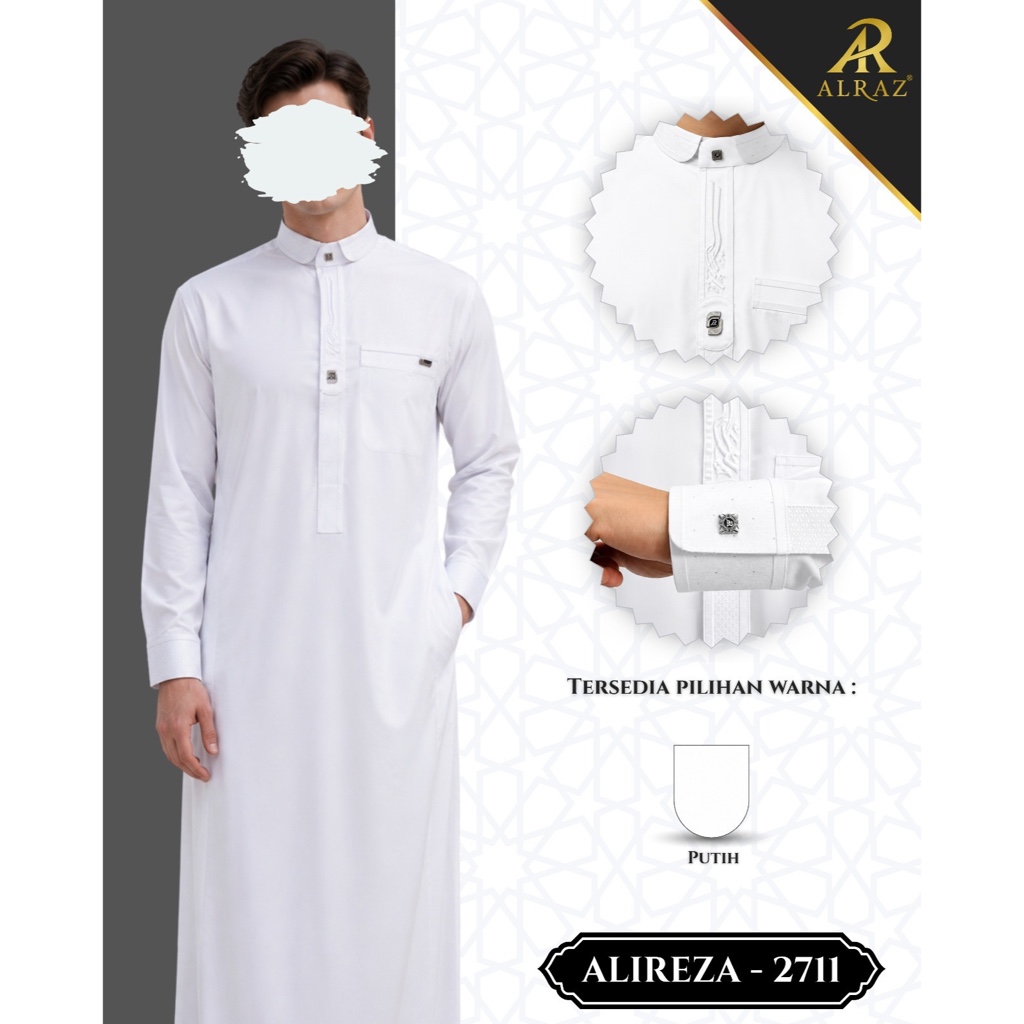 GAMIS JUBAH ALRAZ BORDIR ZIPPER BAHAN KATUN PREMIUM MANSET
