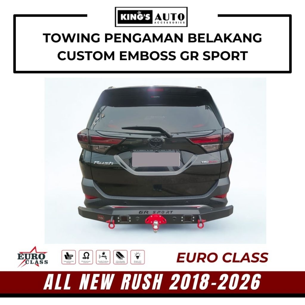 Towing Belakang Besi Pengaman Bumper Belakang Model Custom Emboss Rush 2018 - 2025 GR SPORT