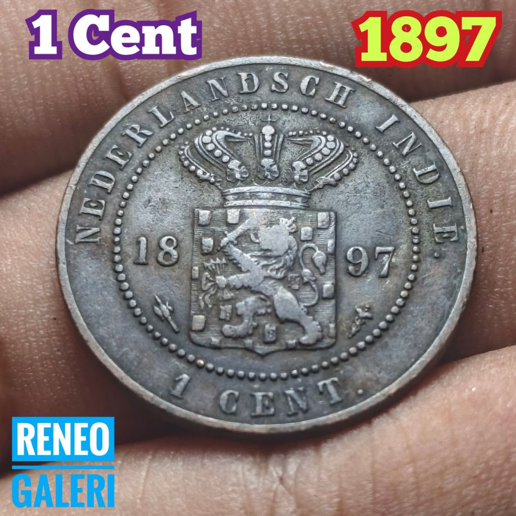 1 Cent 1897 asli Nederlandsch indie tahun tua uang koin kuno duit logam lama sen buntu original jama