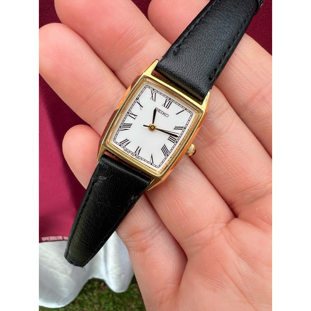Seiko Tank Black Strap Watch