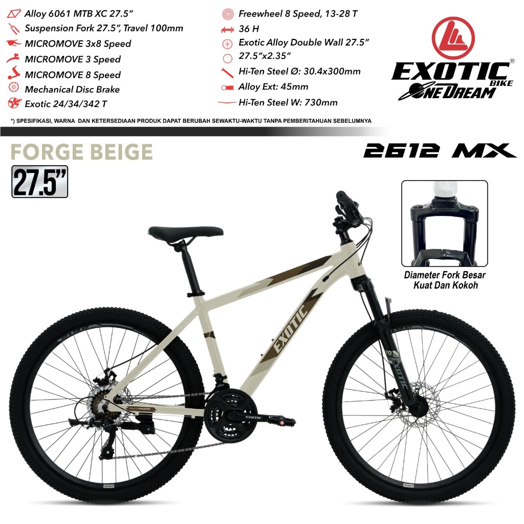 SEPEDA GUNUNG MTB 24 26 27.5 INCH EXOTIC 2612 AH ALLOY REM HYDRAULIC / EXOTIC 2612 AF / EXOTIC 2612 